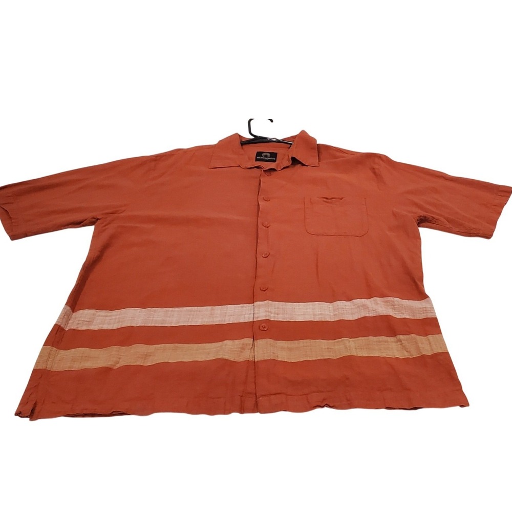 Weatherproof  Vintage Men's  XL Short Sleeve‎ Shirt Orange With Stripe